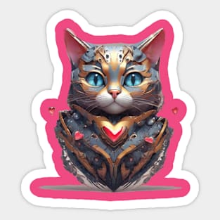 Super cute cyber cat with mesmerising blue eyes Sticker